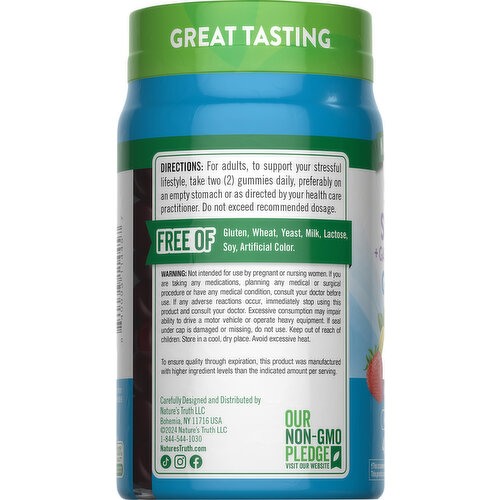 Nature's Truth Stress Support + GABA L-Theanine, Gummies, Delicious Lemon & Strawberry Flavor