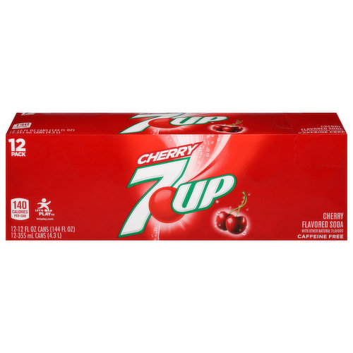 7-UP Soda, Cherry, Caffeine Free, 12 Pack