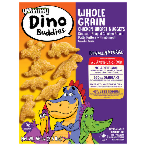 Dino Buddies Chicken Breast Nuggets, Whole Grain