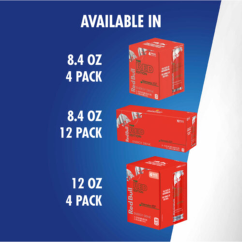 Red Bull Red Edition Energy Drink, Watermelon, with 114mg Caffeine plus Taurine & B Vitamins, 12 Fl Oz