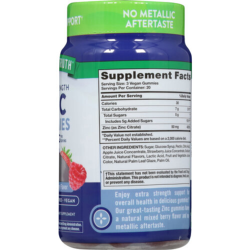 Nature's Truth Zinc, Extra Strength, 50 mg, Gummies, Natural Mixed Berry Flavor