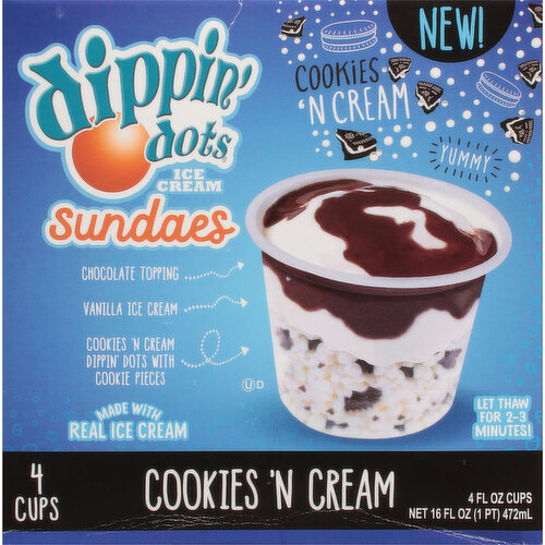 Dippin' Dots Ice Cream Sundaes, Cookies 'N Cream