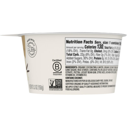 So Delicious Dairy Free Coconut Vanilla Yogurt Alternative