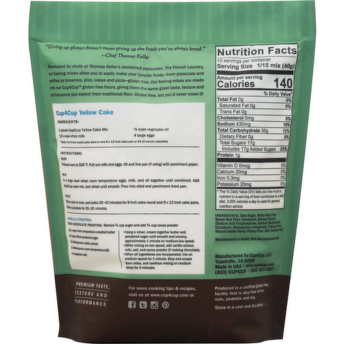 Cup4Cup Cake Mix, Gluten Free, Yellow