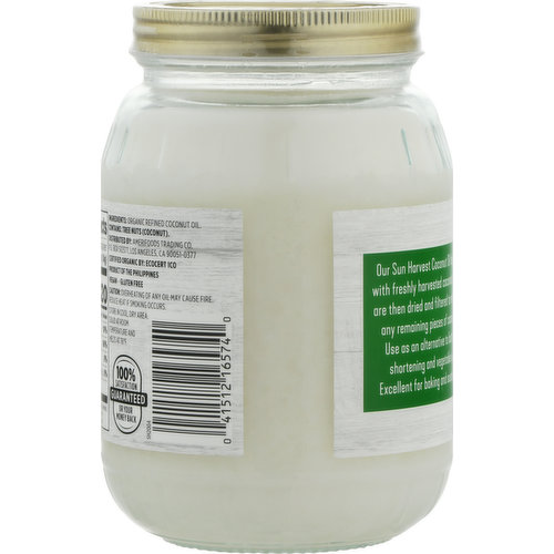Sun Harvest Coconut Oil, Organic, Refined