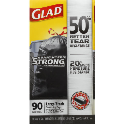 Glad Trash Bags, Drawstring, Large