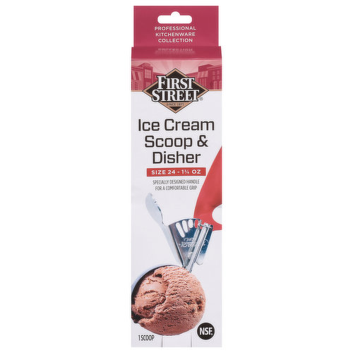 First Street Ice Cream Scoop/Disher, Red, Size 24, 1.75 oz