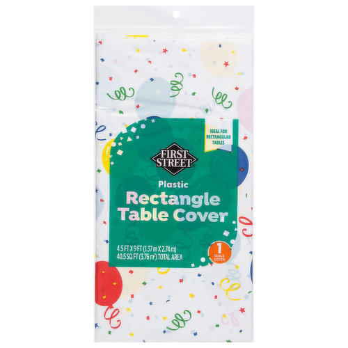First Street Table Cover, Plastic, Rectangle, Birthday