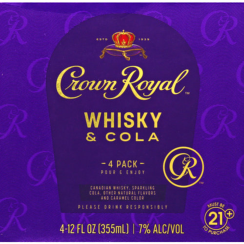 Crown Royal Whisky & Cola, 4 Pack