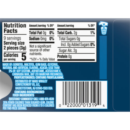 Eclipse Gum, Sugarfree, Peppermint