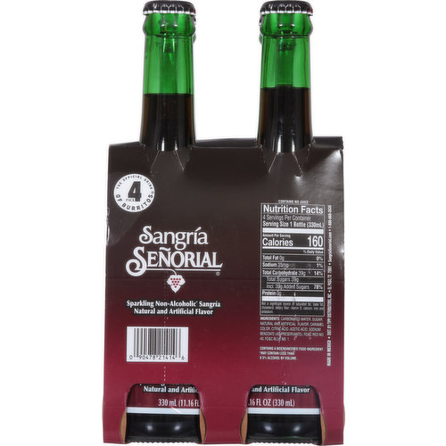 Sangria Senorial Sangria, Non-Alcoholic, Sparkling, 4 Pack