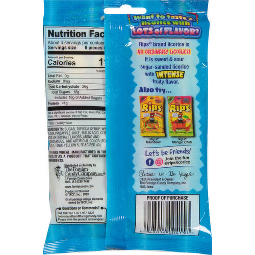 Rips Candy, Fat Free, Strawberry, Bite Size