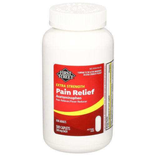 First Street Pain Relief, Extra Strength, 500 mg, Caplets