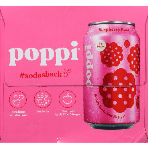 Poppi Raspberry Rose Prebiotic Soda