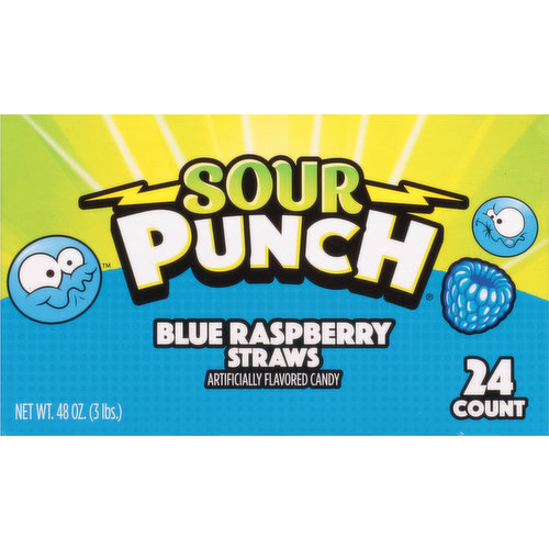 Sour Punch Candy, Blue Raspberry Straws