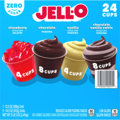 Jell-O Pudding Snacks, Reduced Calorie, Zero Sugar, Assorted