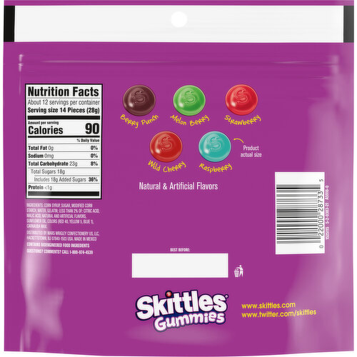 Skittles Soft Candy, Wild Berry, Gummies, Sharing Size