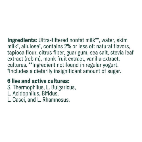 Chobani Yogurt, Greek, Nonfat, Zero Sugar, Vanilla