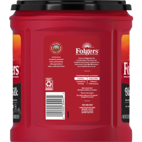 Folgers Coffee, Ground, Black Silk, Dark