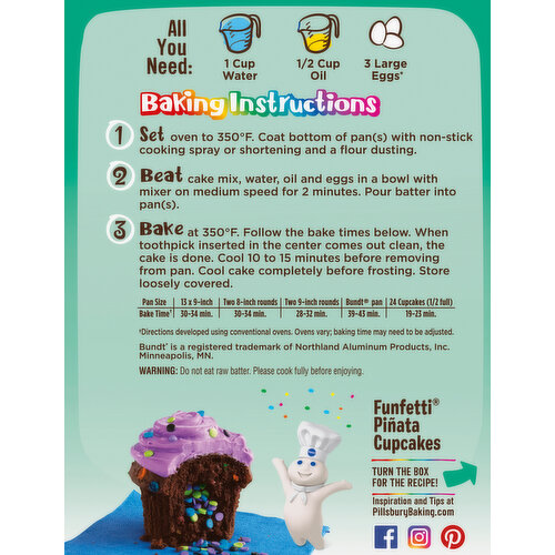 Pillsbury Cake & Cupcake Mix, with Candy Bits, Chocolate