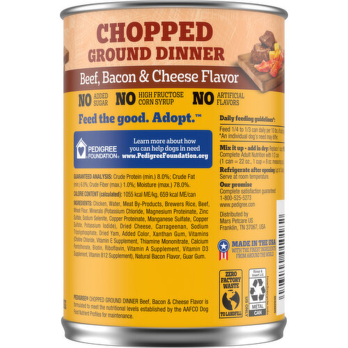 Pedigree Dog Food, Beef, Bacon & Cheese Flavor, Chopped Ground Dinner