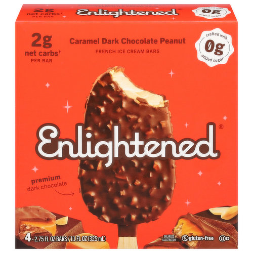Enlightened Ice Cream Bars, Caramel Dark Chocolate Peanut, 4 Pack