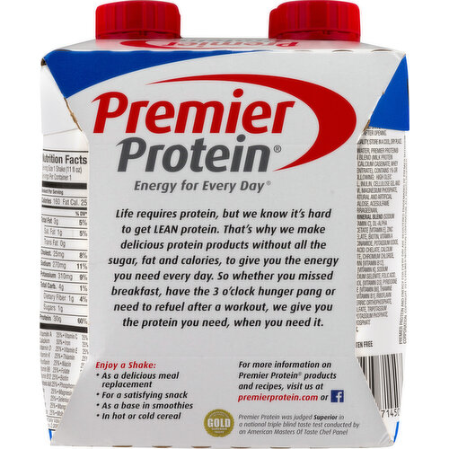 Premier Protein Shake Vanilla, 30g Protein, 11 Fl Oz, 4 Ct