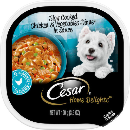 Cesar Canine Cuisine, Slow Cooked Chicken & Vegetables Dinner in Sauce