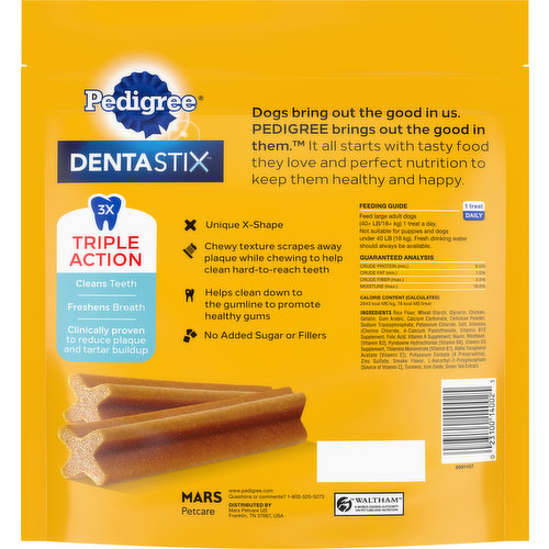 Pedigree Treats for Dogs, Original with Real Chicken, Triple Action, Large (40+ LB)