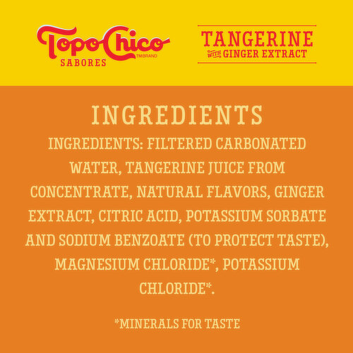 Topo Chico Sabores Tangerine With Ginger Extract Flavored Sparkling Water Portable Cans