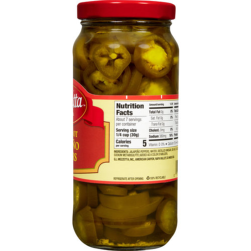 Mezzetta Jalapeno Peppers, Hot, Sliced