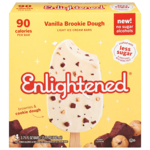 Enlightened Ice Cream Bars, Vanilla Brookie Dough, Light