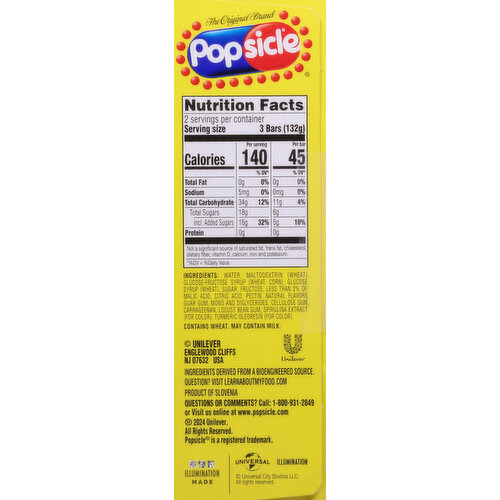 Popsicle Bars, Minions, Strawberry Banana/Blue Raspberry