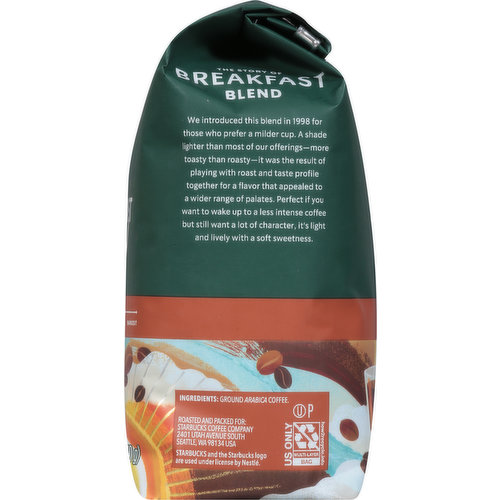 Starbucks Coffee, 100% Arabica, Ground, Medium Roast, Breakfast Blend