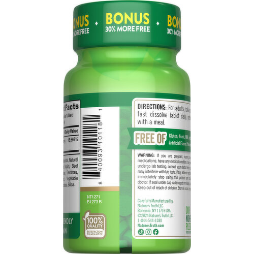 Nature's Truth Biotin, Ultra, Fast Dissolve, 5000 mcg, Tablets, Natural Berry Flavor