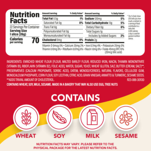 Sara Lee Butter Bread, 20 oz