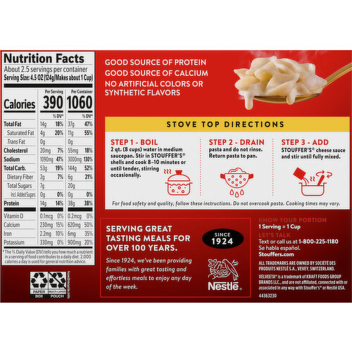 Stouffer's Shells & Cheese, Three Cheese, Supreme