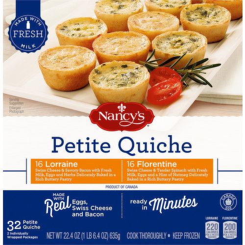 Nancy's Petite Quiche, Lorraine, Florentine