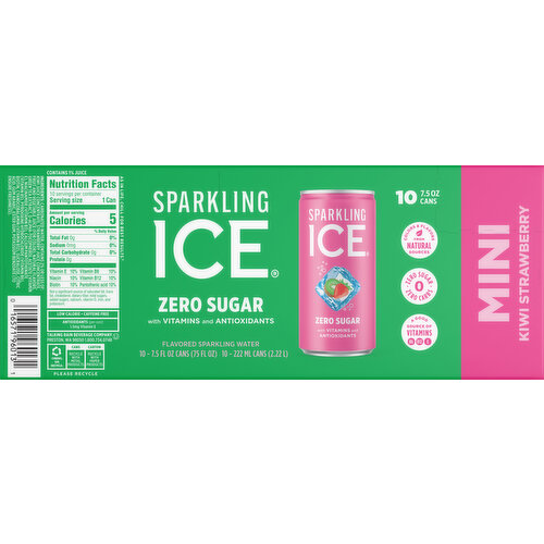 Sparkling Ice Zero Sugar Kiwi Strawberry Mini Sparkling Water