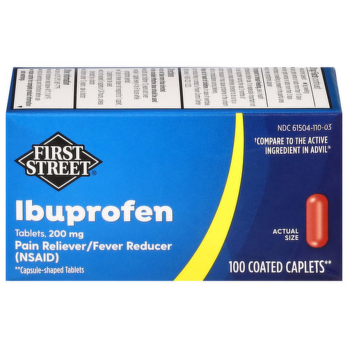 First Street Ibuprofen, 200 mg, Caplets