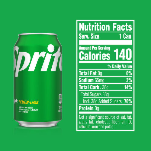Sprite Lemon Lime Soda Soft Drinks, 12 fl oz