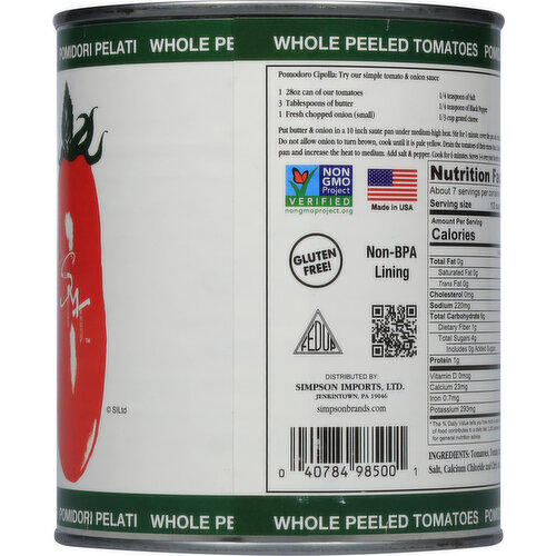 SMT San Merican Tomato Tomatoes, Whole Peeled