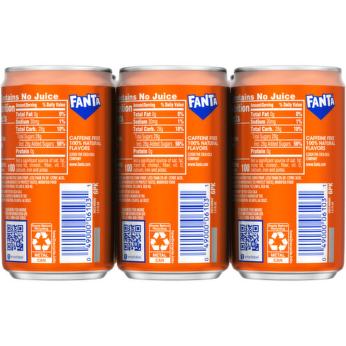 Fanta  Orange Soda Soft Drink Mini Cans