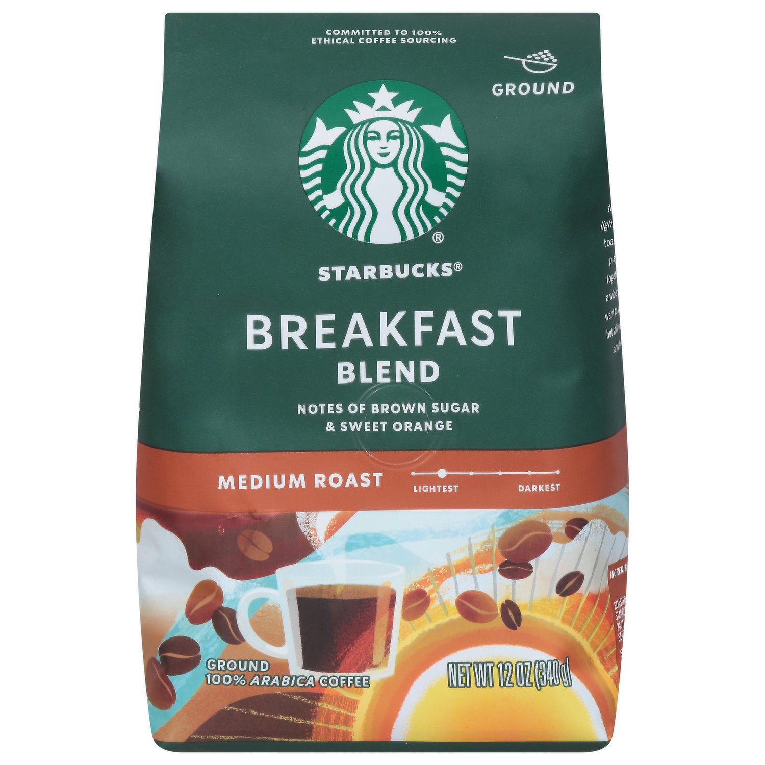 Starbucks Coffee, 100% Arabica, Ground, Medium Roast, Breakfast 