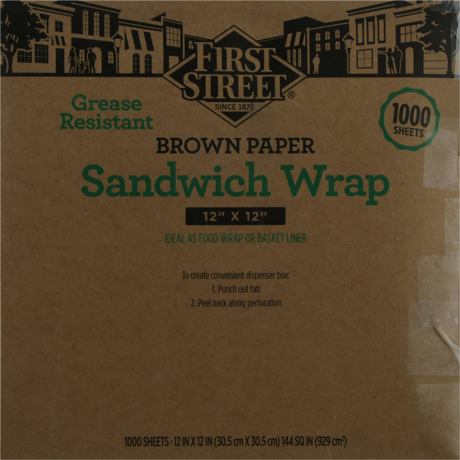 First Street Sandwich Wrap, Brown Paper, Grease Resistant - Smart