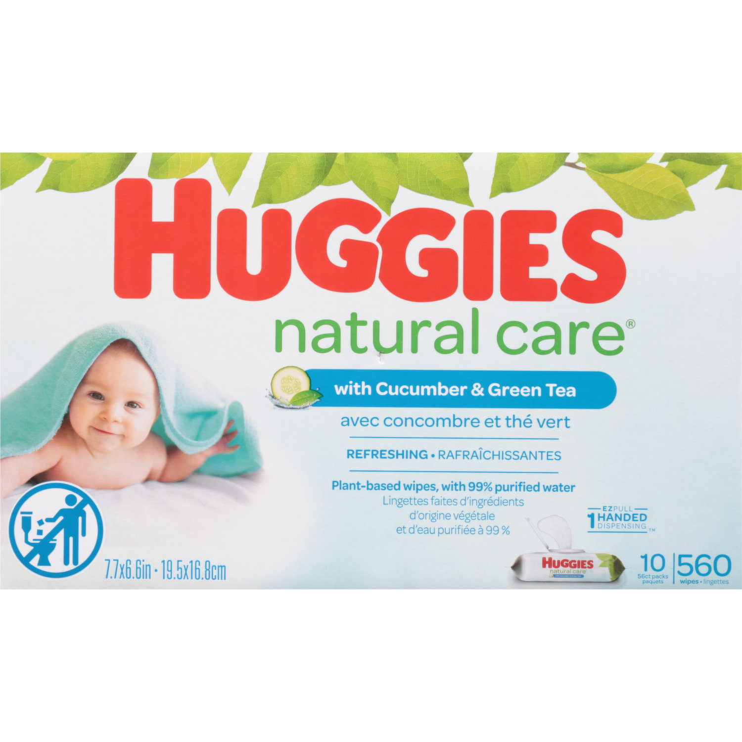 Huggies - Lingettes Natural Care Plus, 18 paquets de 64