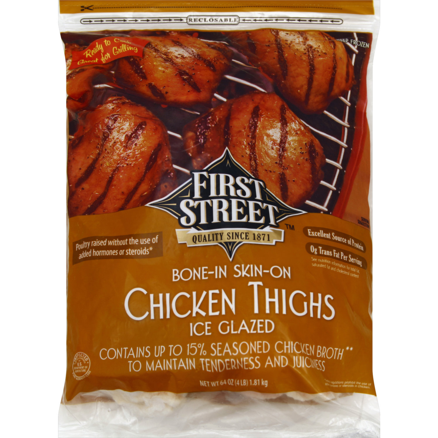 First Street Chicken Thighs, Ice Glazed, Bone-in Skin-on - Smart 