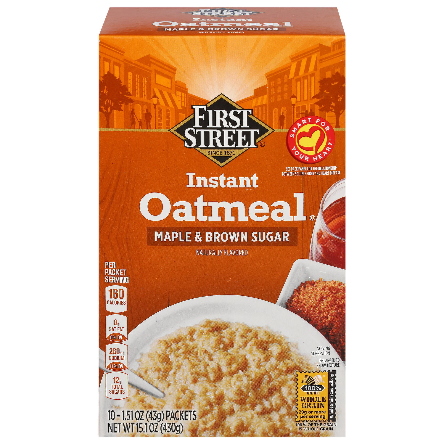 First Street Oatmeal, Instant, Maple & Brown Sugar - Smart & Final