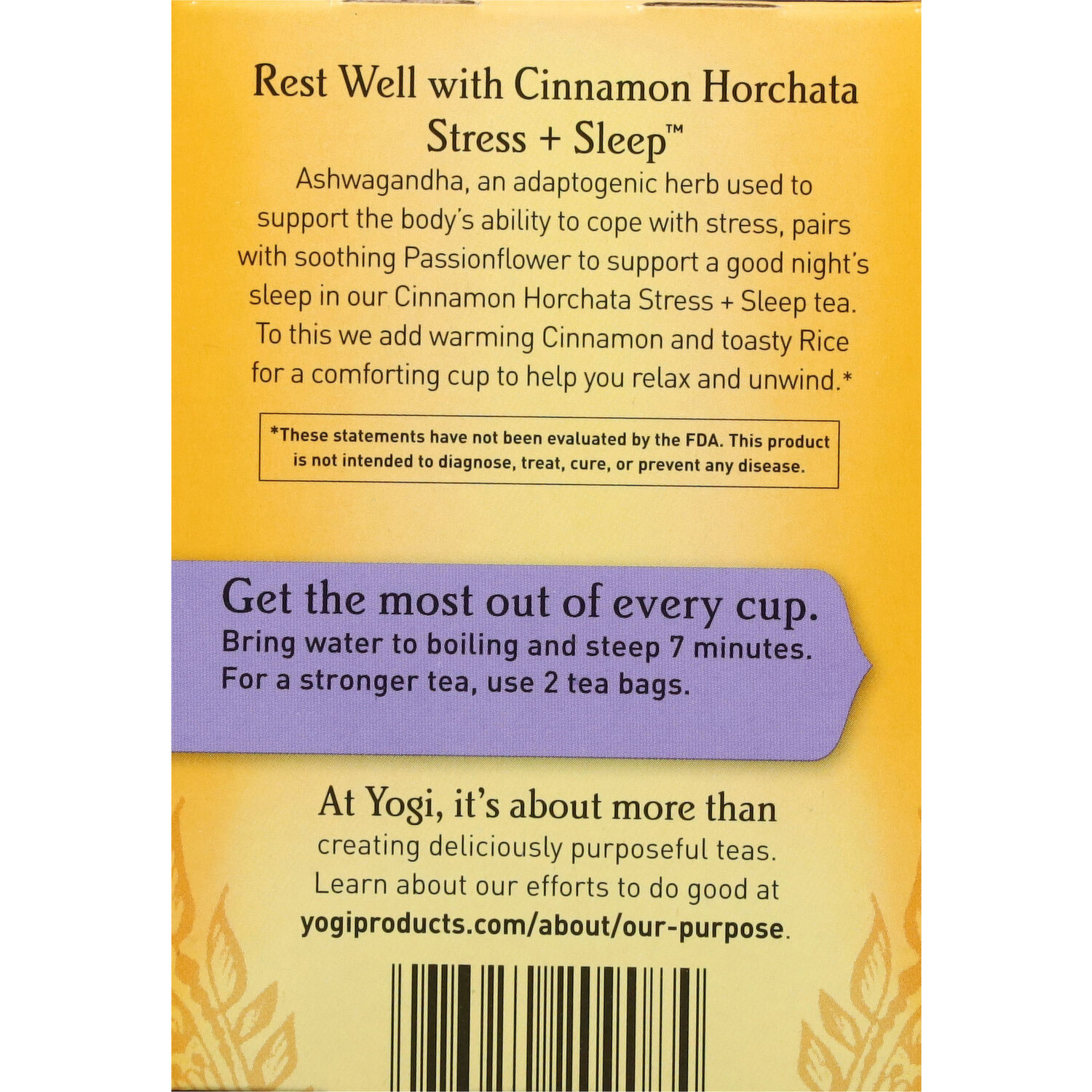 Yogi Caffeine Free Stress + Sleep Cinnamon Horchata Tea - Smart