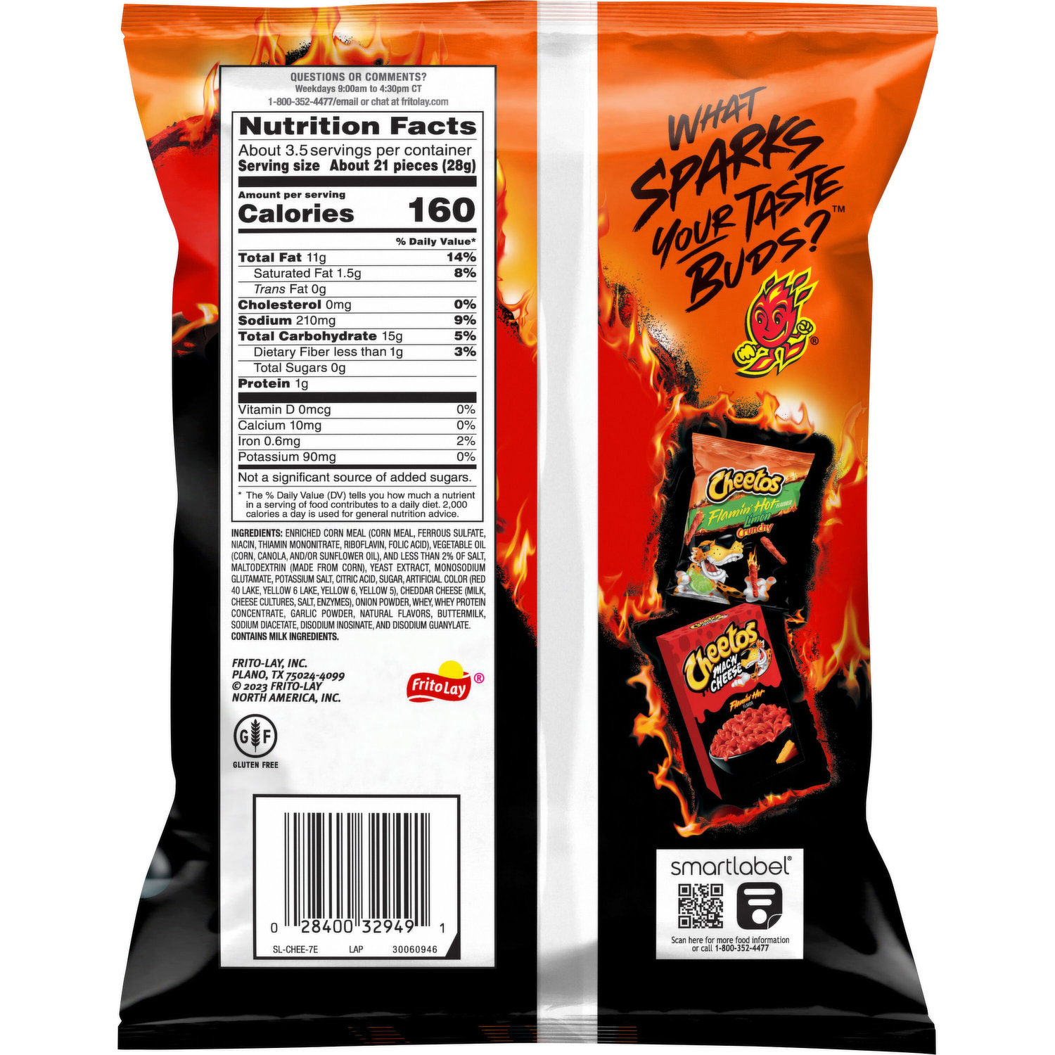 Cheetos Cheese Flavored Snacks, Flamin' Hot Flavored, Crunchy